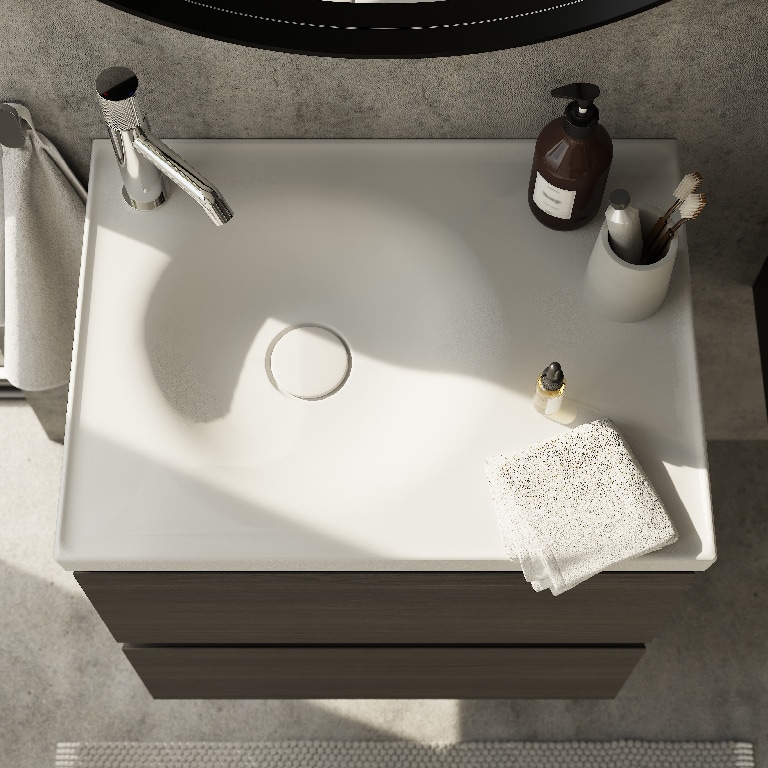 Lavoar baie GOODHOME Kentia, ceramica, 60.6 x 45.2 cm, alb mat