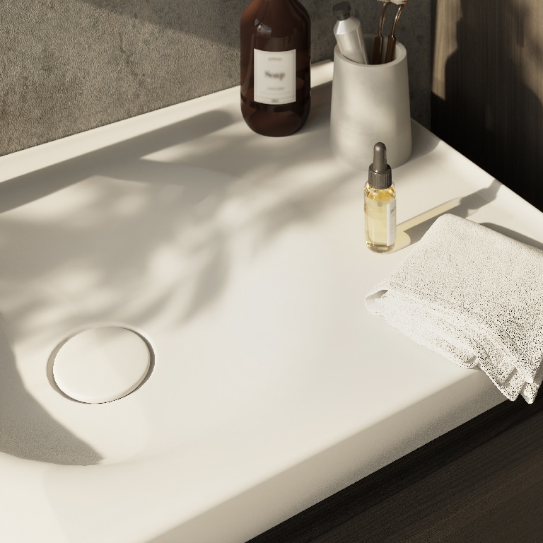 Lavoar baie GOODHOME Kentia, ceramica, 60.6 x 45.2 cm, alb mat