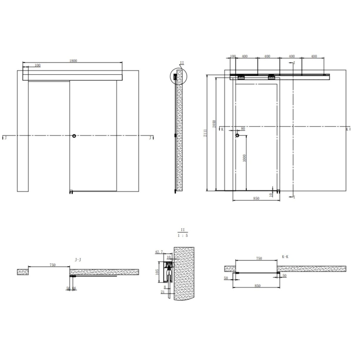 Panou usa culisanta UNIC SPOT RS120, sticla securizata, 85 x 205 cm, transparent