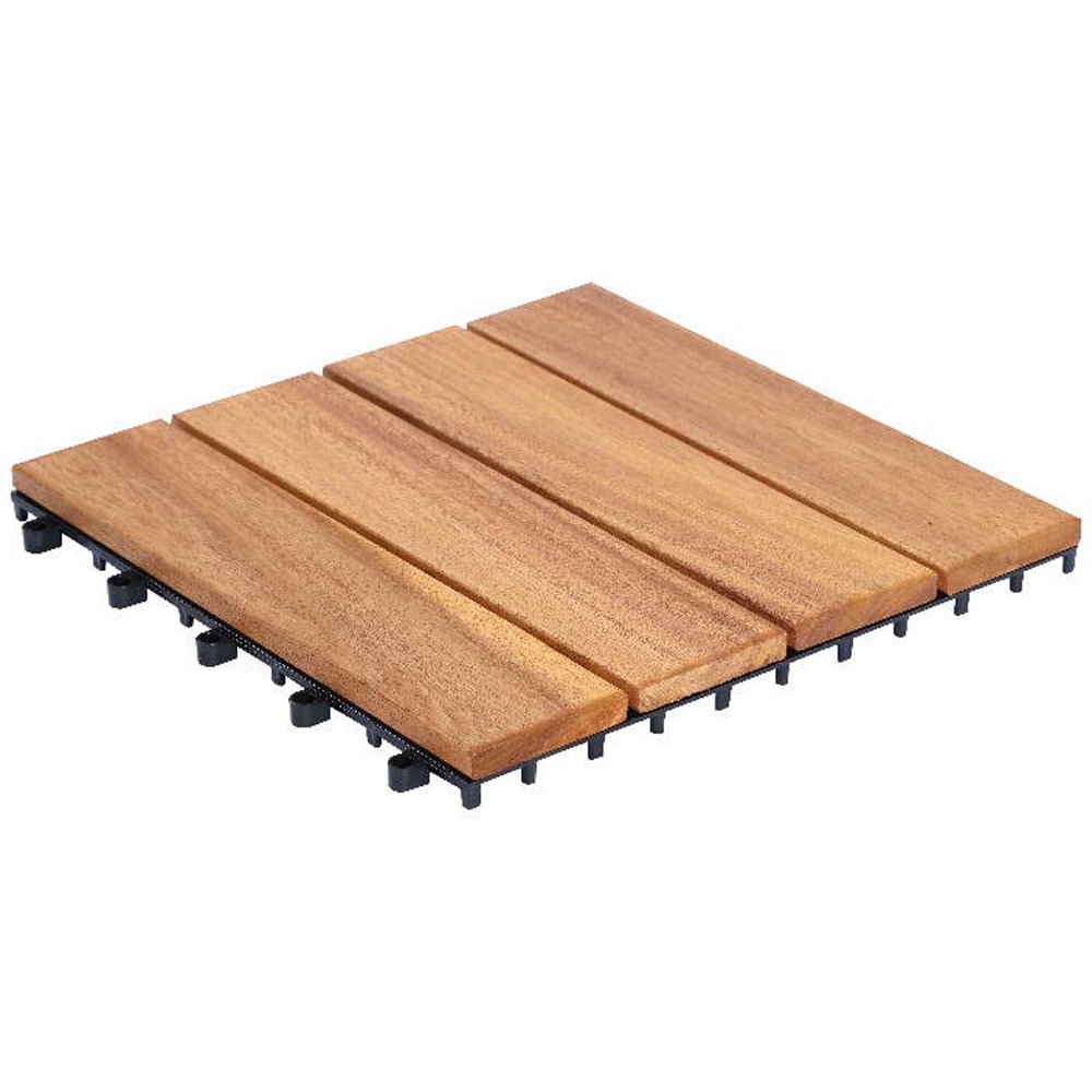 Set placi pentru pardoseala/dusumea KLIKSTROM Floro, lemn, 30 x 30 x 2.4 cm, 4 buc