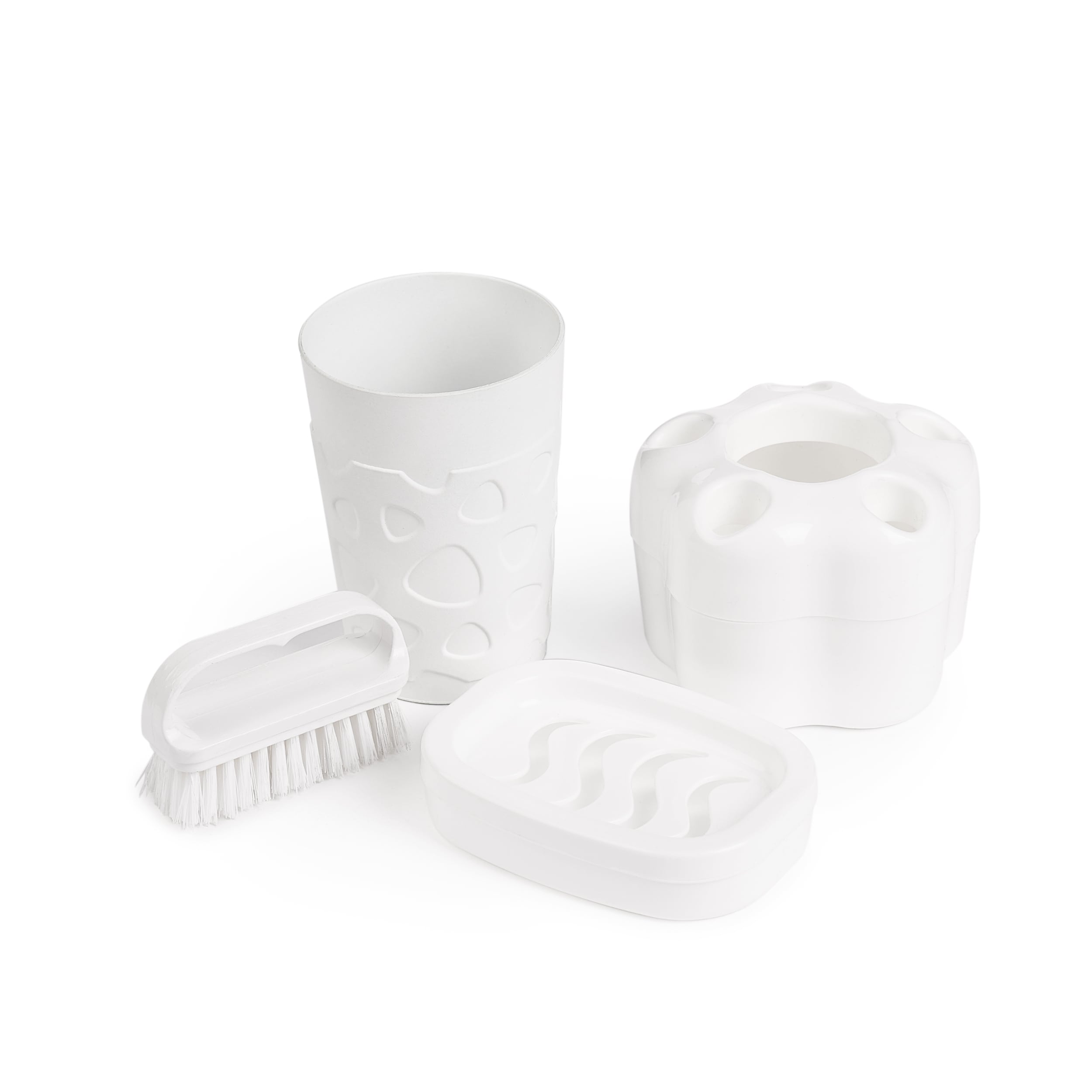 Set accesorii baie PLASTINA, 4 piese, alb