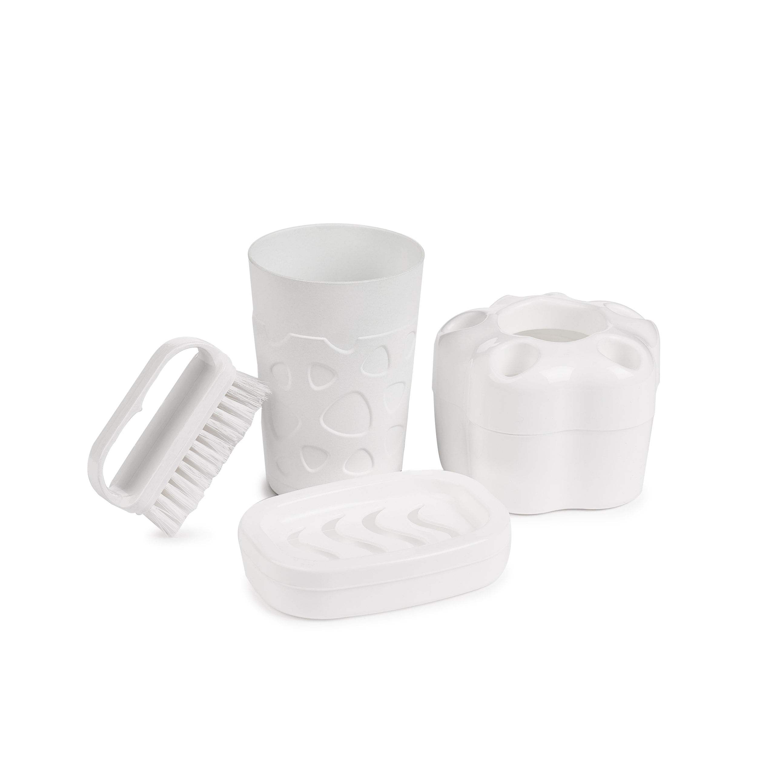 Set accesorii baie PLASTINA, 4 piese, alb