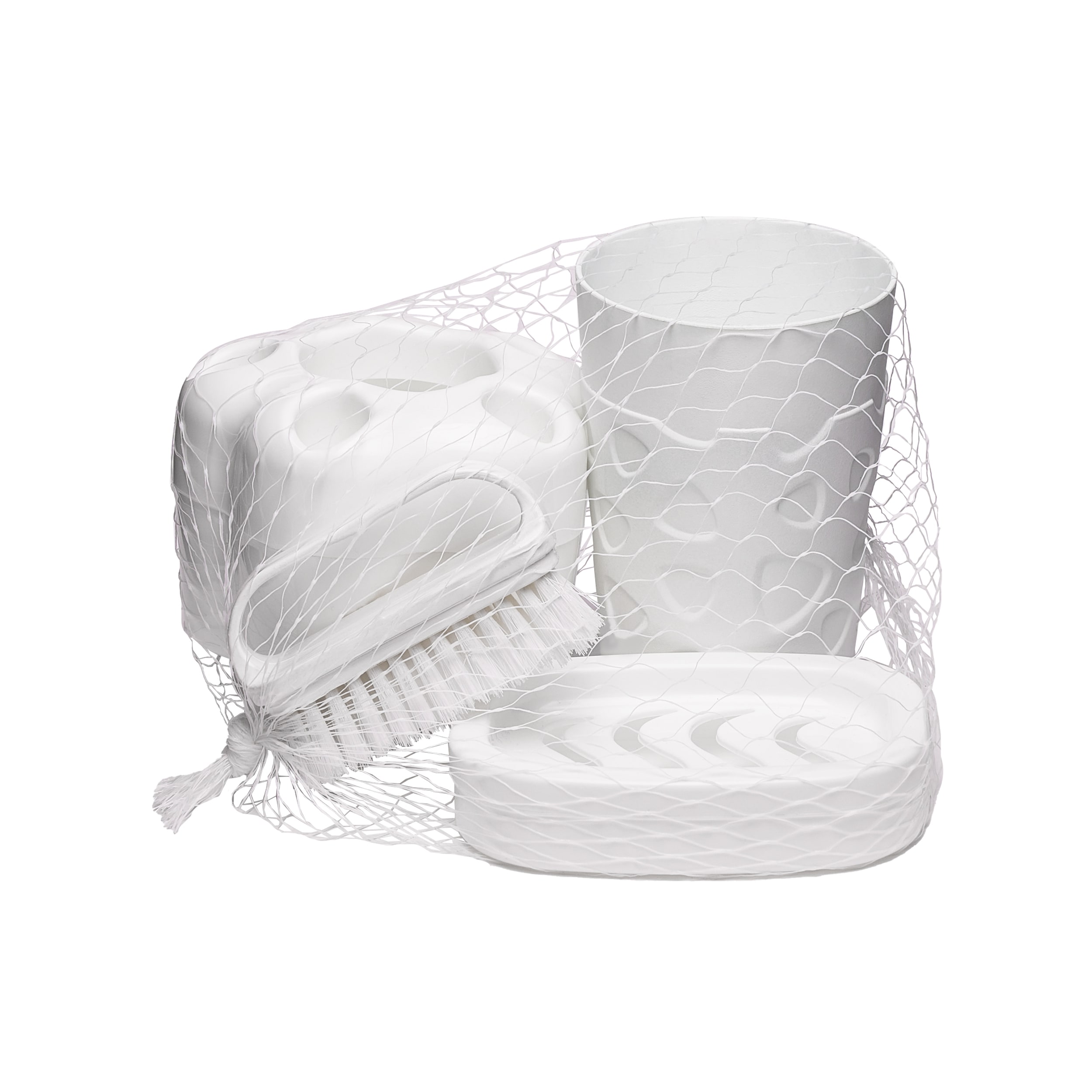 Set accesorii baie PLASTINA, 4 piese, alb