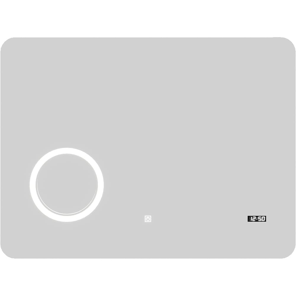 Oglinda baie SAVINIDUE SPR204, 80 x 60 cm, iluminare LED, ceas