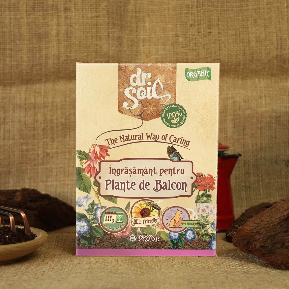 Ingrasamant granulat organic Dr.Soil, plante de balcon, cutie de 850gr