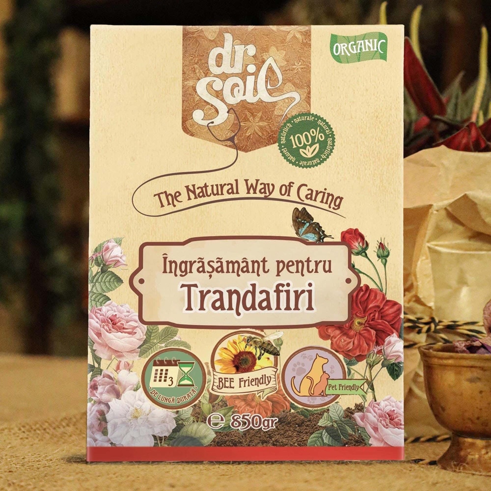 Ingrasamant granulat organic Dr. Soil, pentru trandafiri, cutie de 850gr
