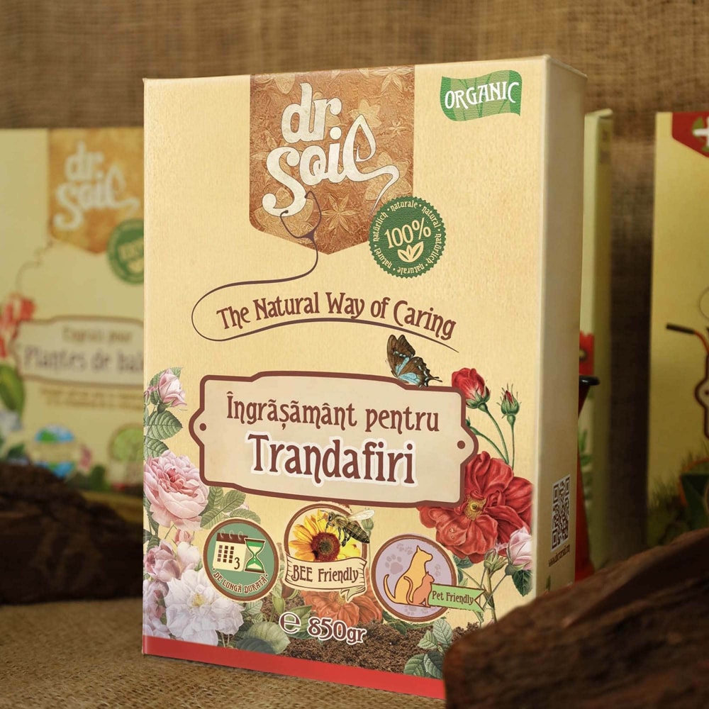Ingrasamant granulat organic Dr. Soil, pentru trandafiri, cutie de 850gr