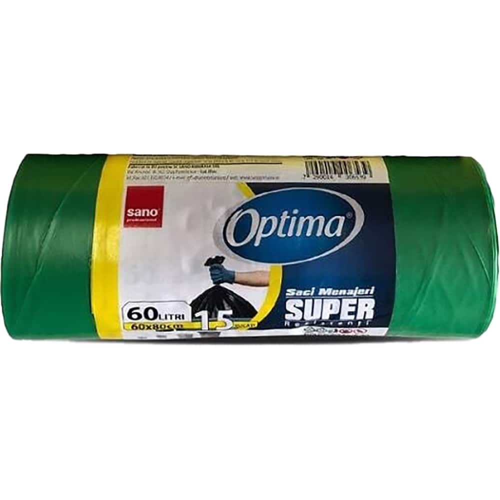 Saci menajeri SANO Optima, 15 bucati, 60 l, verde