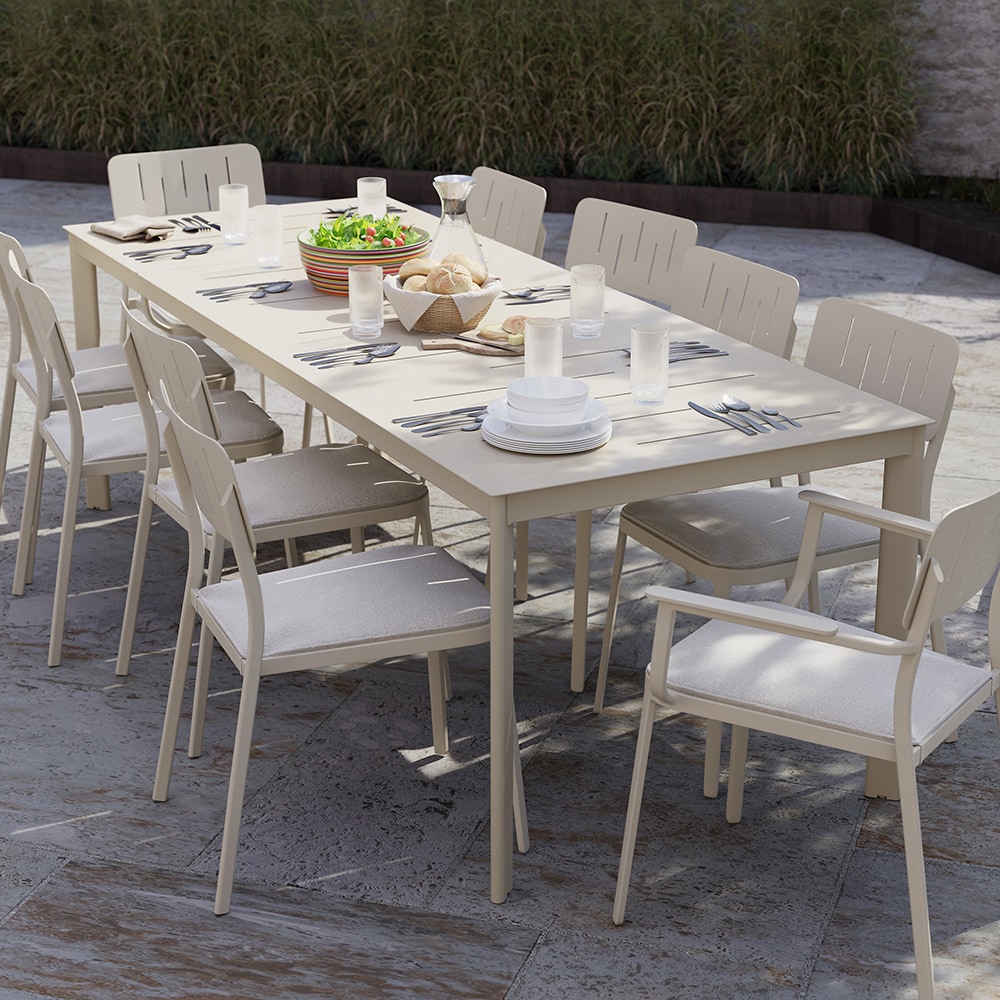 Scaun terasa GOODHOME Santacruz, aluminiu, 59.2 x 47.5 x 82.6 cm, bej