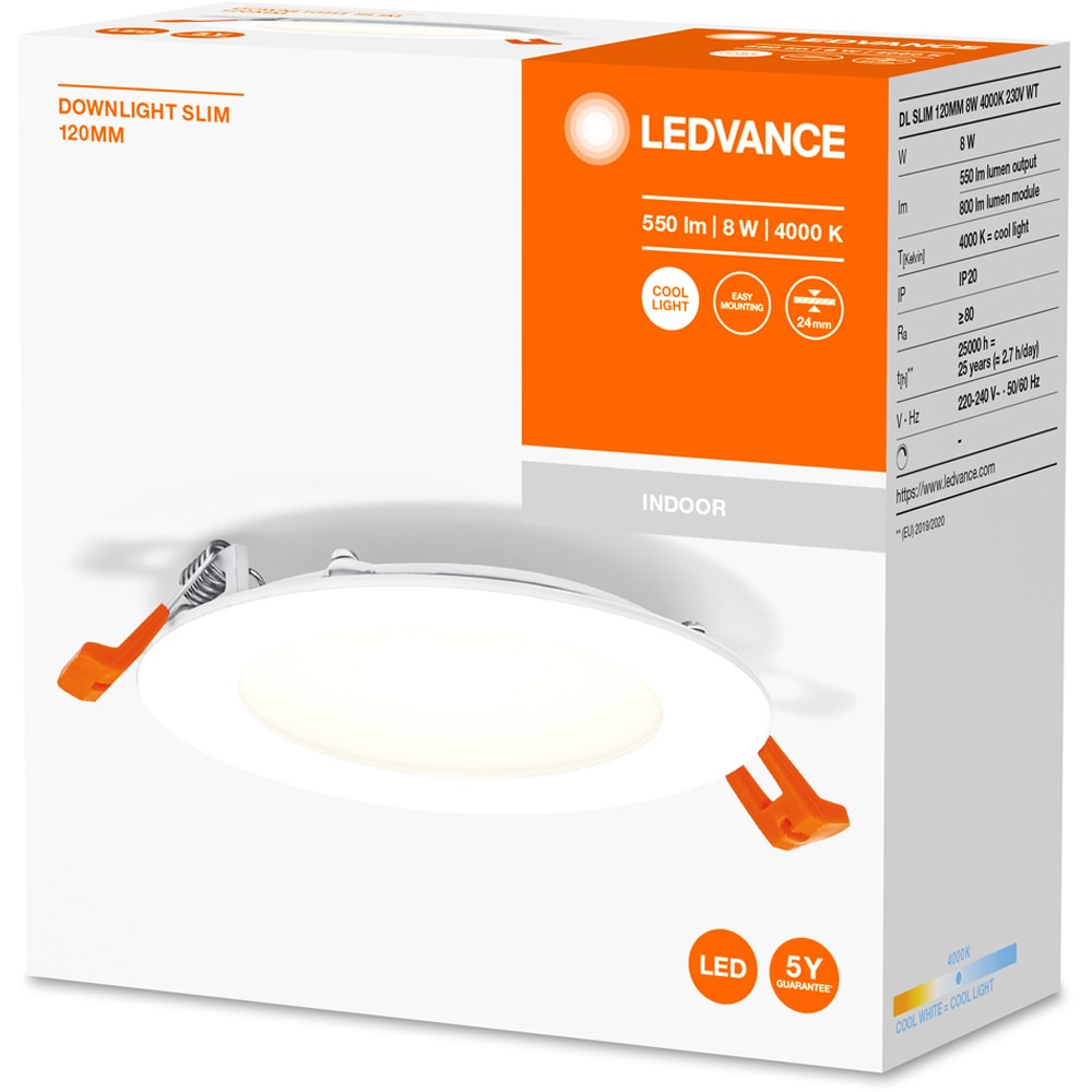 Spot LED LEDVANCE 4058075573130, 8W, 4000K, 120mm, alb