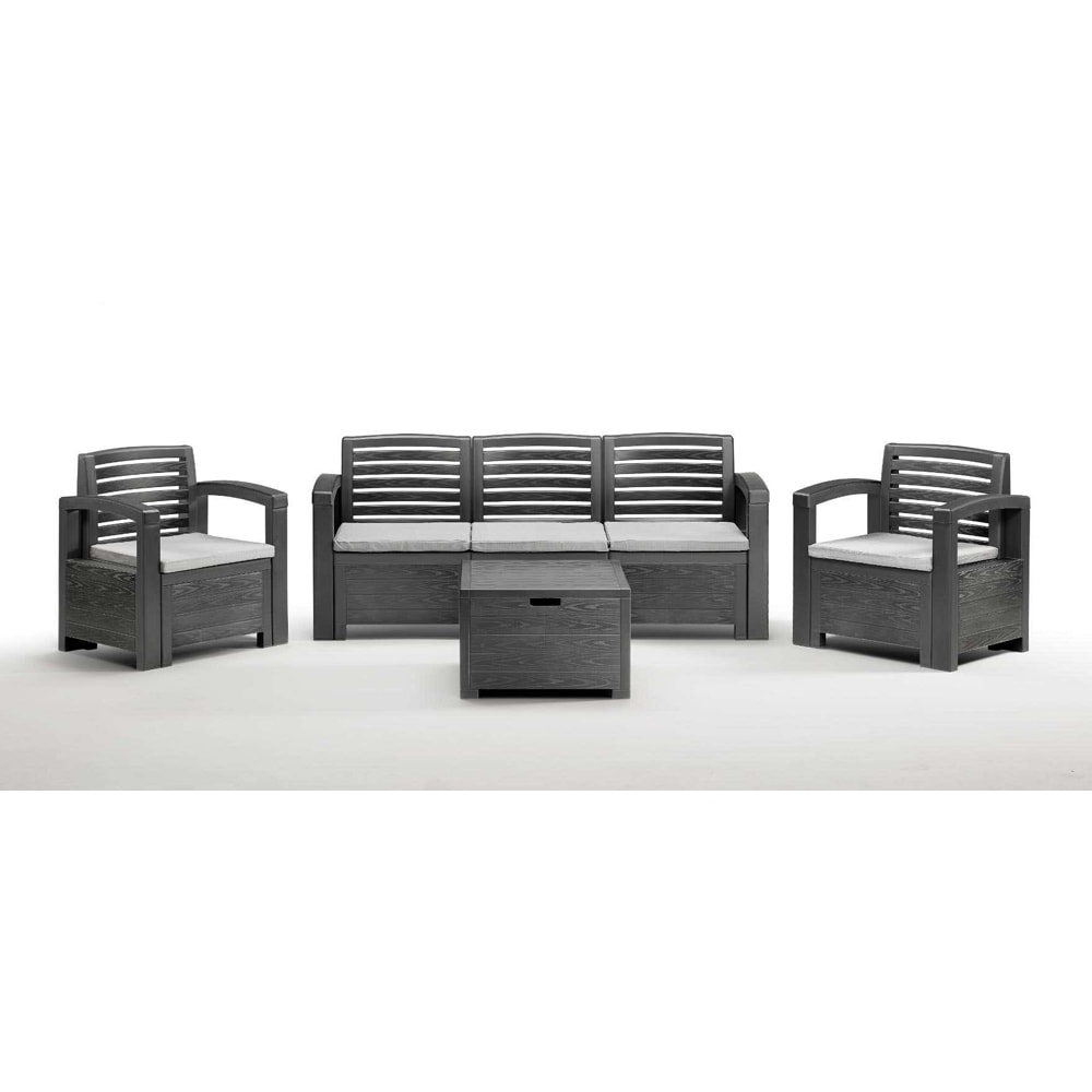 Set mobilier gradina Bica, 4 piese, perne, antracit