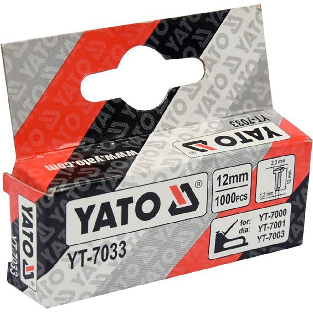 Cuie pentru capsator Yato YT-7033, 1000 buc, 12 mm