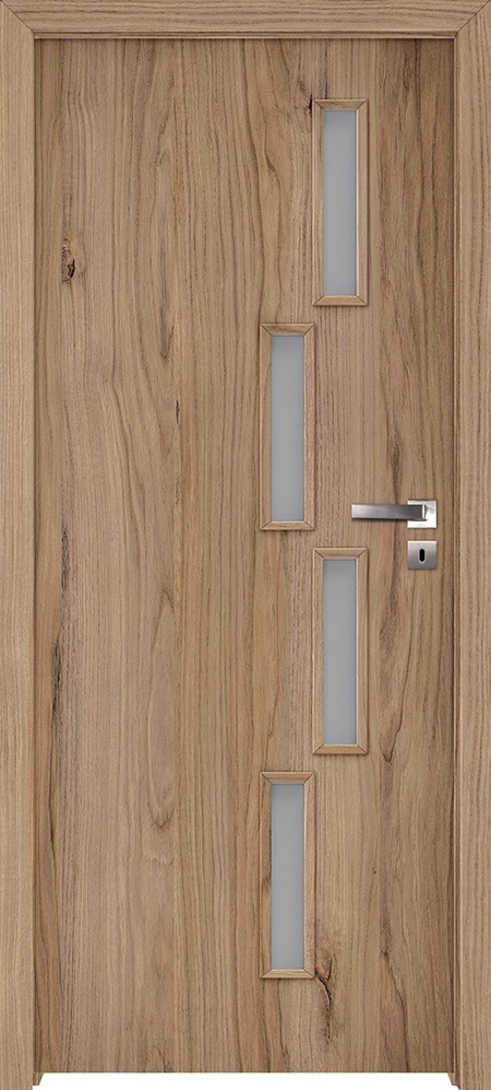 Usa interior INVADO Sagitarius, cu geam, stanga, MDF, 77.6 x 206 cm, maro