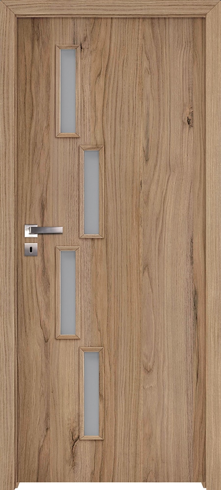 Usa interior INVADO Sagitarius, cu geam, dreapta, MDF, 87.6 x 206 cm, maro