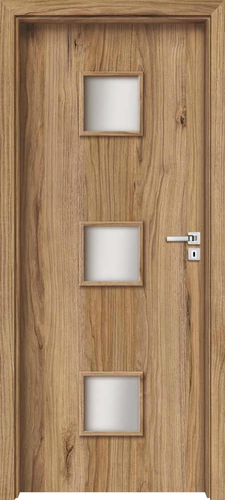 Usa interior INVADO Salerno, cu geam, stanga, MDF, 74.4 x 204 cm, maro