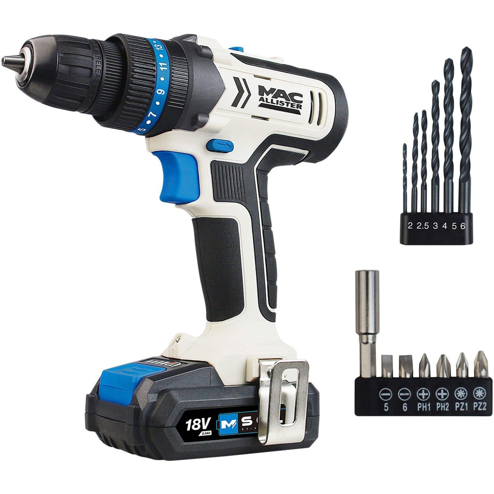 Masina de gaurit si insurubat Mac Allister MDD18-Li-2, 18V, 2Ah, 1500rpm, 13 accesorii