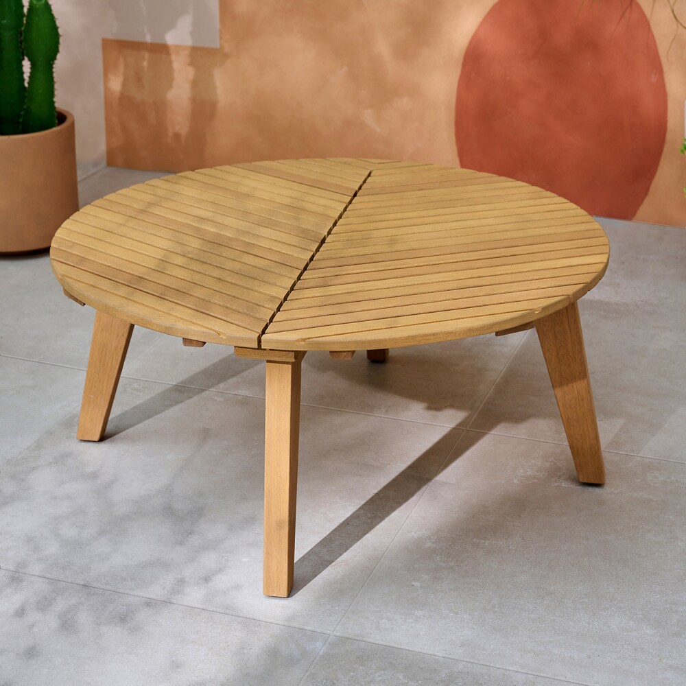 Masa terasa GOODHOME Hania, lemn, 79 x 79 x 35 cm, maro deschis