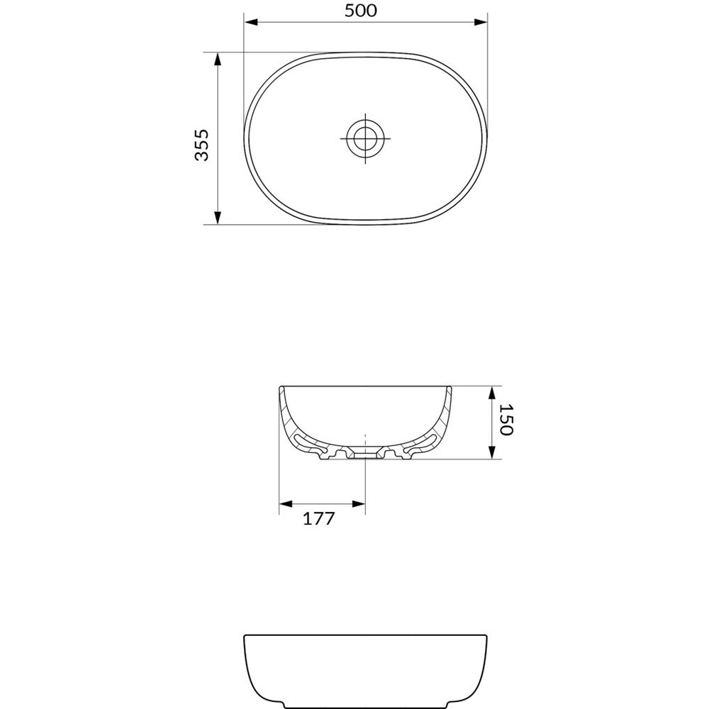 Lavoar pe blat CERSANIT Moduo K116-132, ceramica, 50 x 35.5 x 15 cm, bej