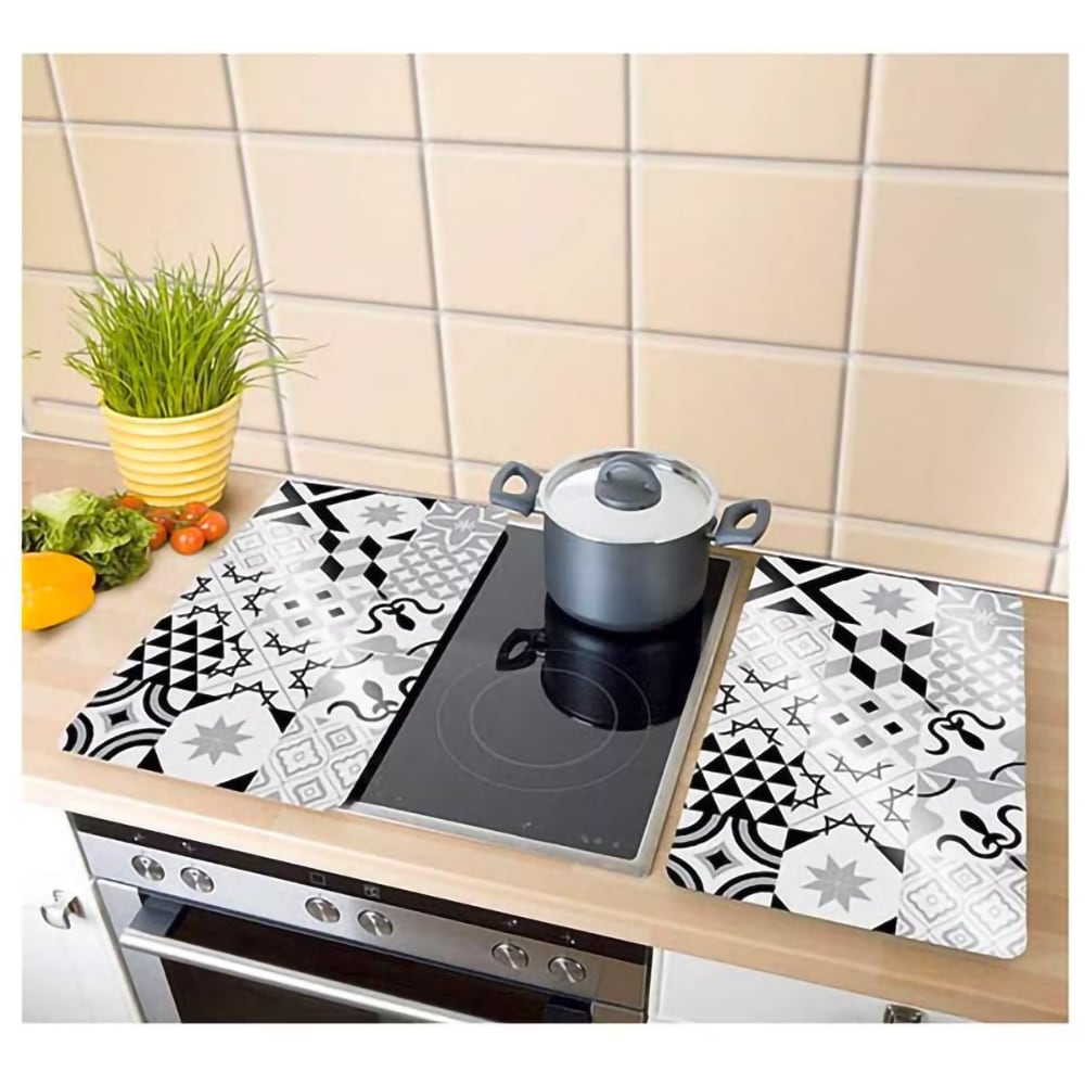 Placa protectie bucatarie Frandis 070502, model Carreaux, sticla securizata, 30 x 52 x 0.4 cm