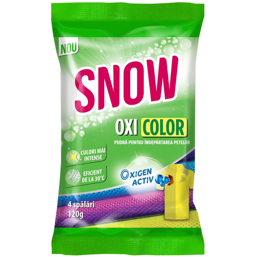 Pudra pentru indepartarea petelor SNOW Oxi Color, 120g
