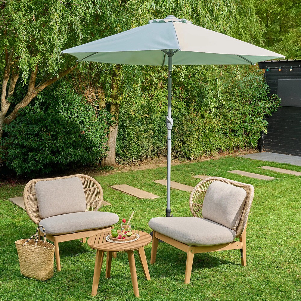 Umbrela gradina inclinabila GOODHOME Kasane, 2.5 m, UPF30, deschidere tip manivela, aluminiu si poliester, turcoaz