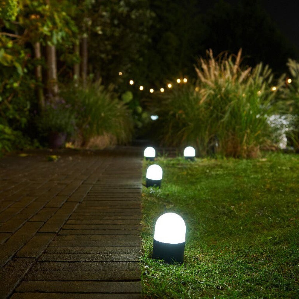 Set 4 lampi solare Bollard Stake, IP44, negru