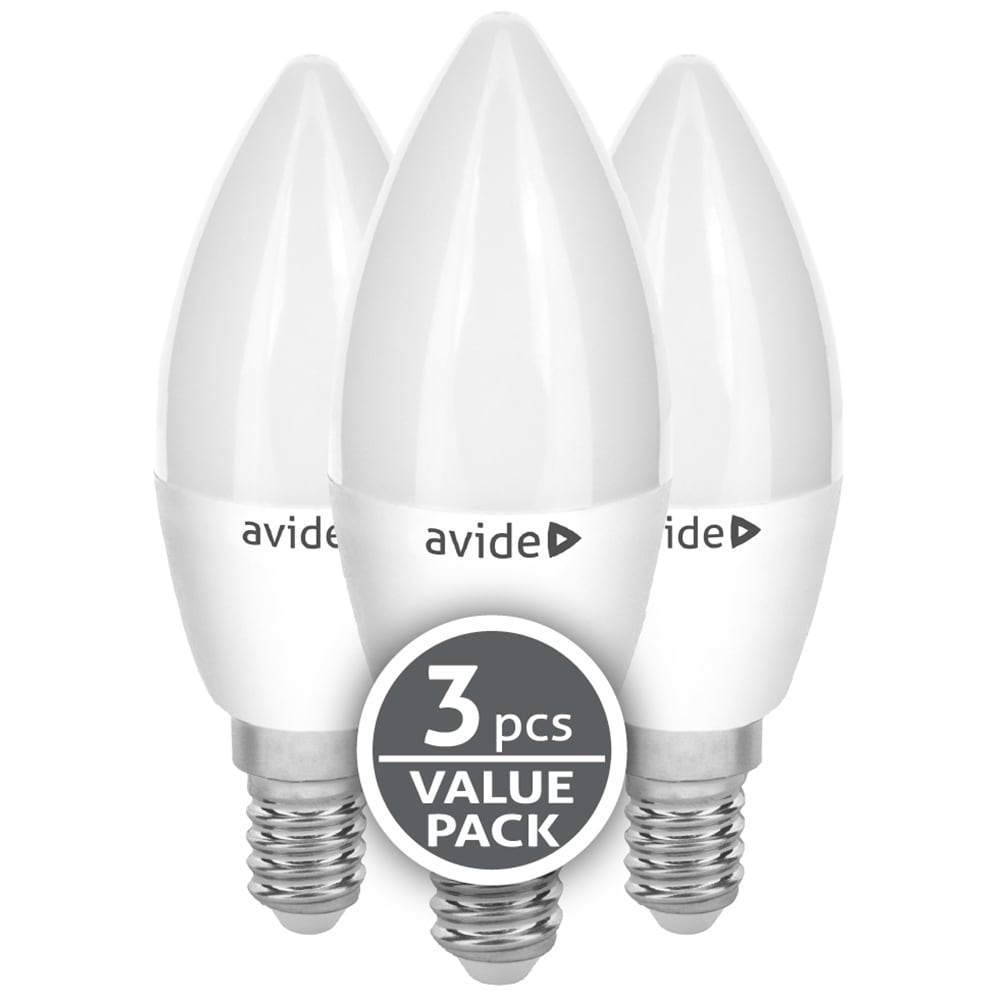 Set 3 becuri LED AVIDE, E14, 5W, 445lm, lumina neutra