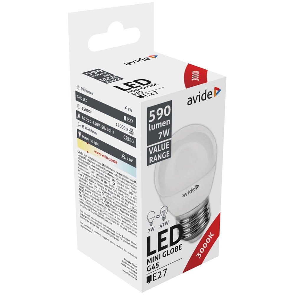 Bec LED AVIDE, E27, 7W, 590lm, lumina calda
