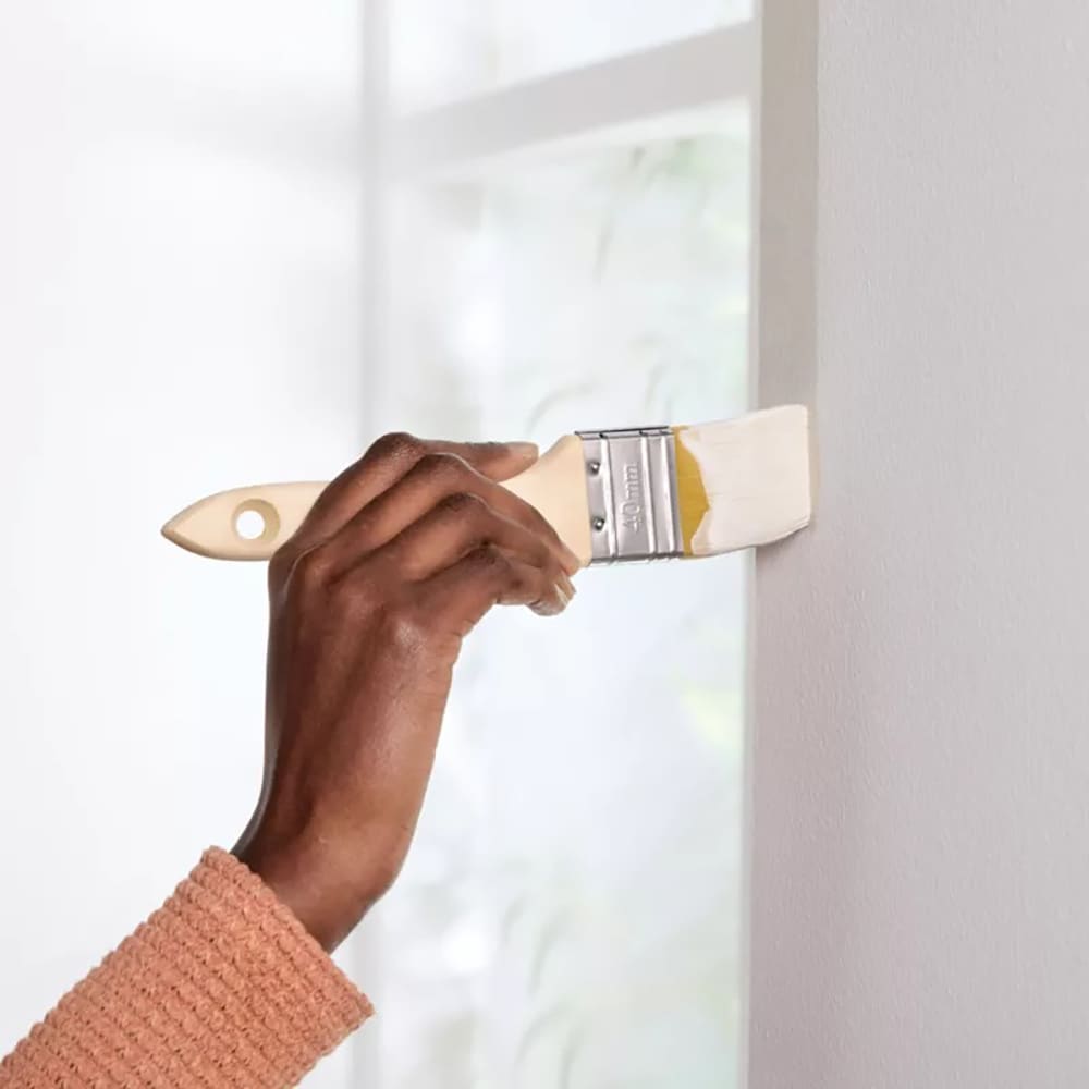 Pensula plata cu maner din lemn GOODHOME, 4 x 20.8 cm, peri sintetici, maro