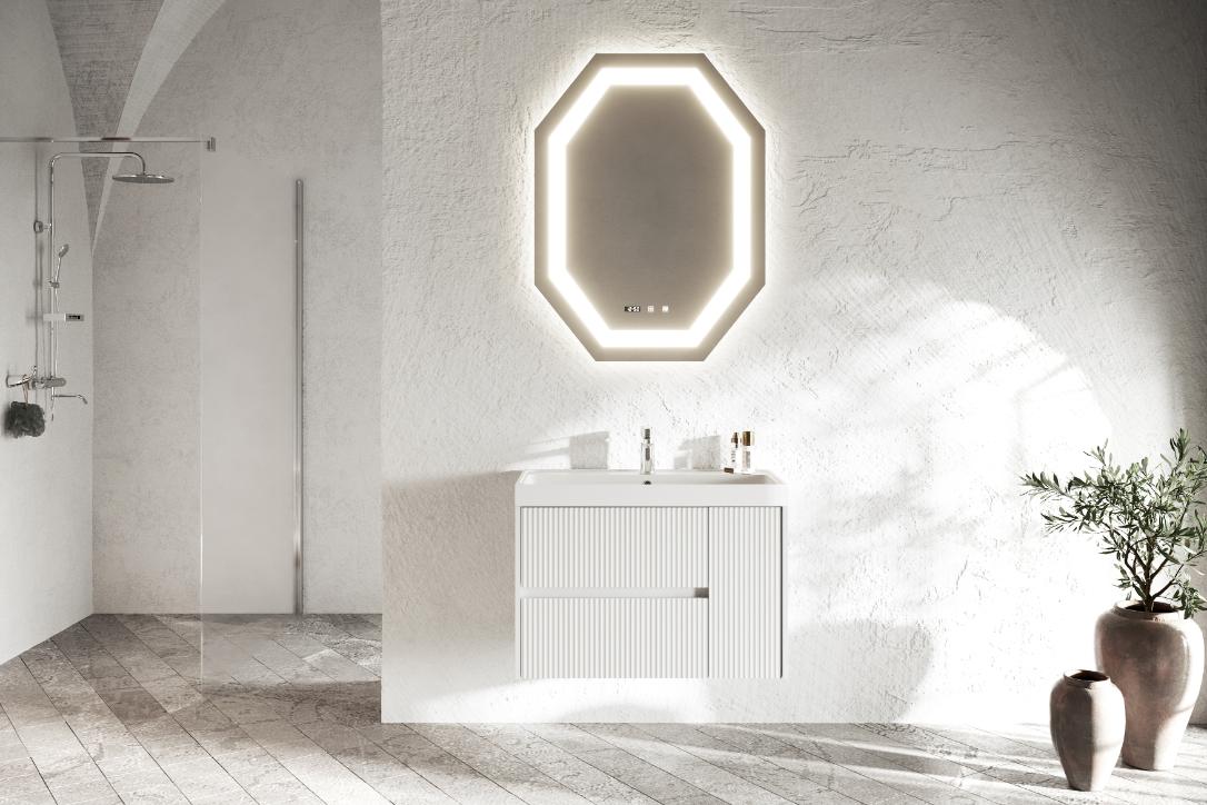 Baza cu lavoar, 2 sertare, alb, 80 cm  Portofino