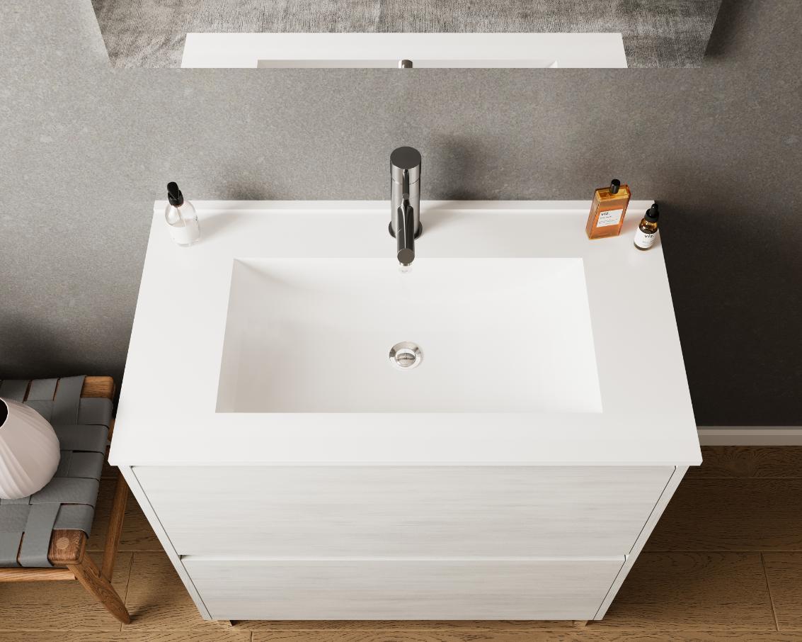 Set mobilier baie cu oglinda, alb, 80 cm  Lisabona