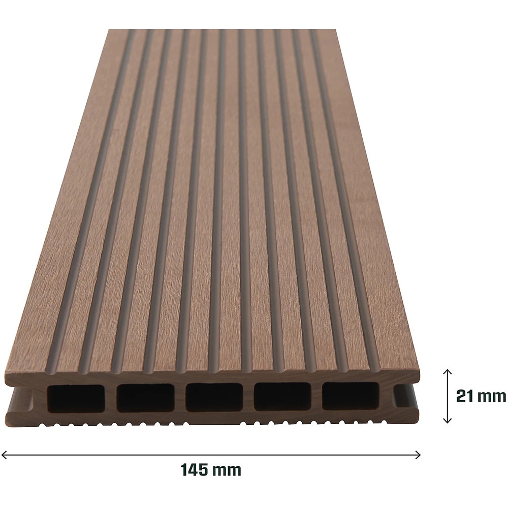 Placa WPC terasa KLIKSTROM Neva, 220 x 14.5 x 2.1 cm, maro