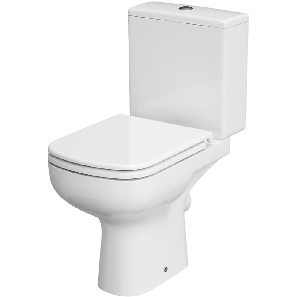 Set vas WC CERSANIT Colour 574 Clean On K103-027, ceramica, evacuare orizontala, rezervor 3-5l, capac soft close, alb