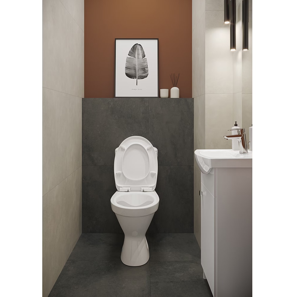 Set vas toaleta CERSANIT Cersania 695 K11-2337, ceramica, evacuare orizontala, rezervor 3-6l, capac SoftClose, alb