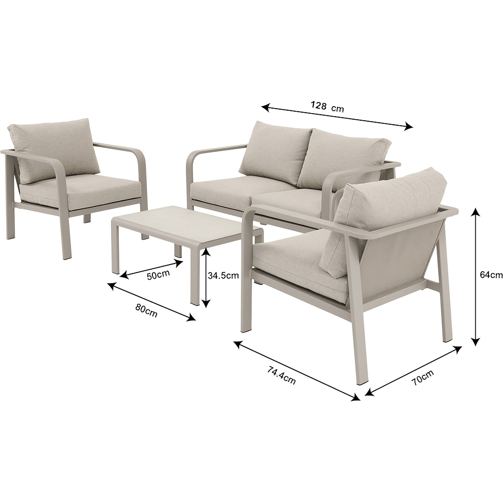 Set mobilier gradina GOODHOME Mallia, 4 piese, crem