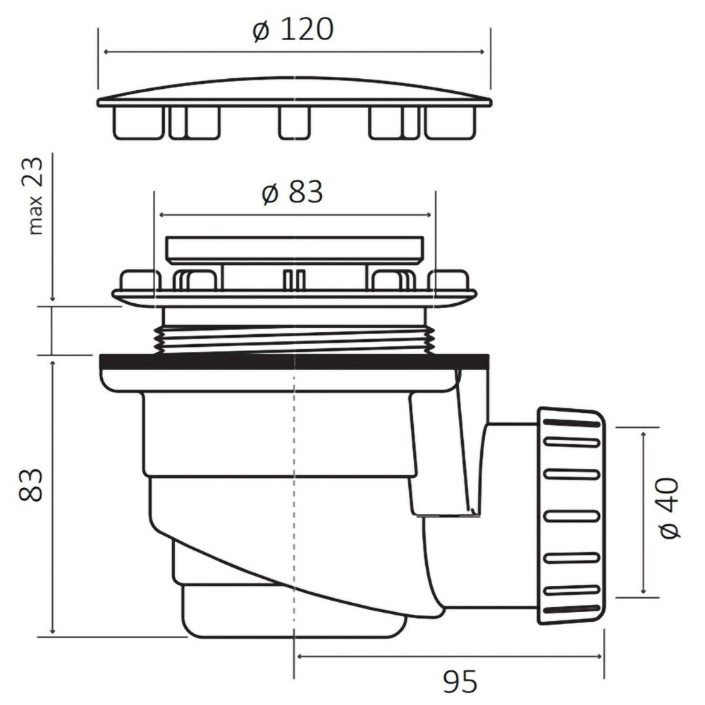 Sifon cada dus EUROCIERE 5084, D 120 mm, capac inox, crom