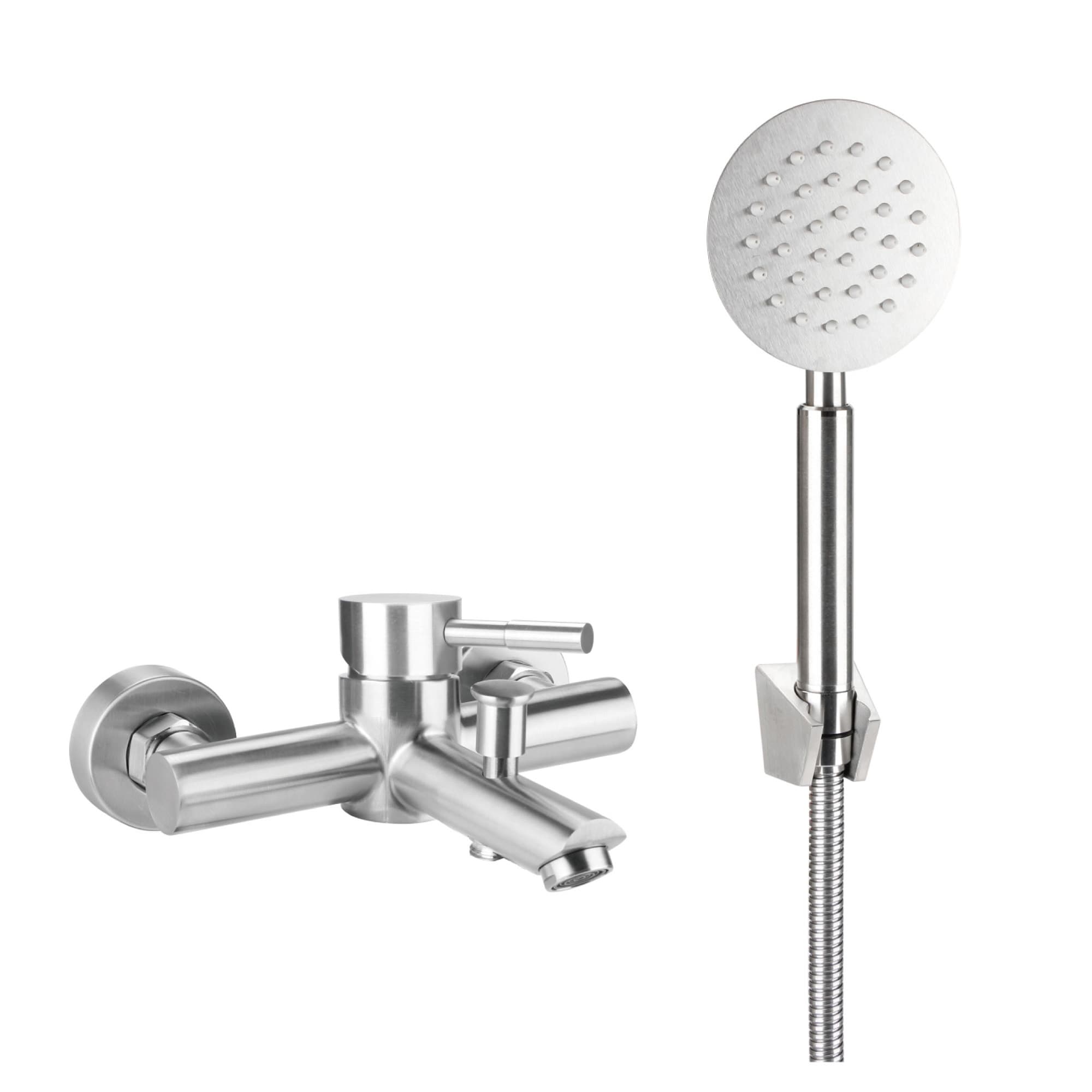 Baterie cada Pole, monocomanda, inox, cu para dus, finisaj satinat