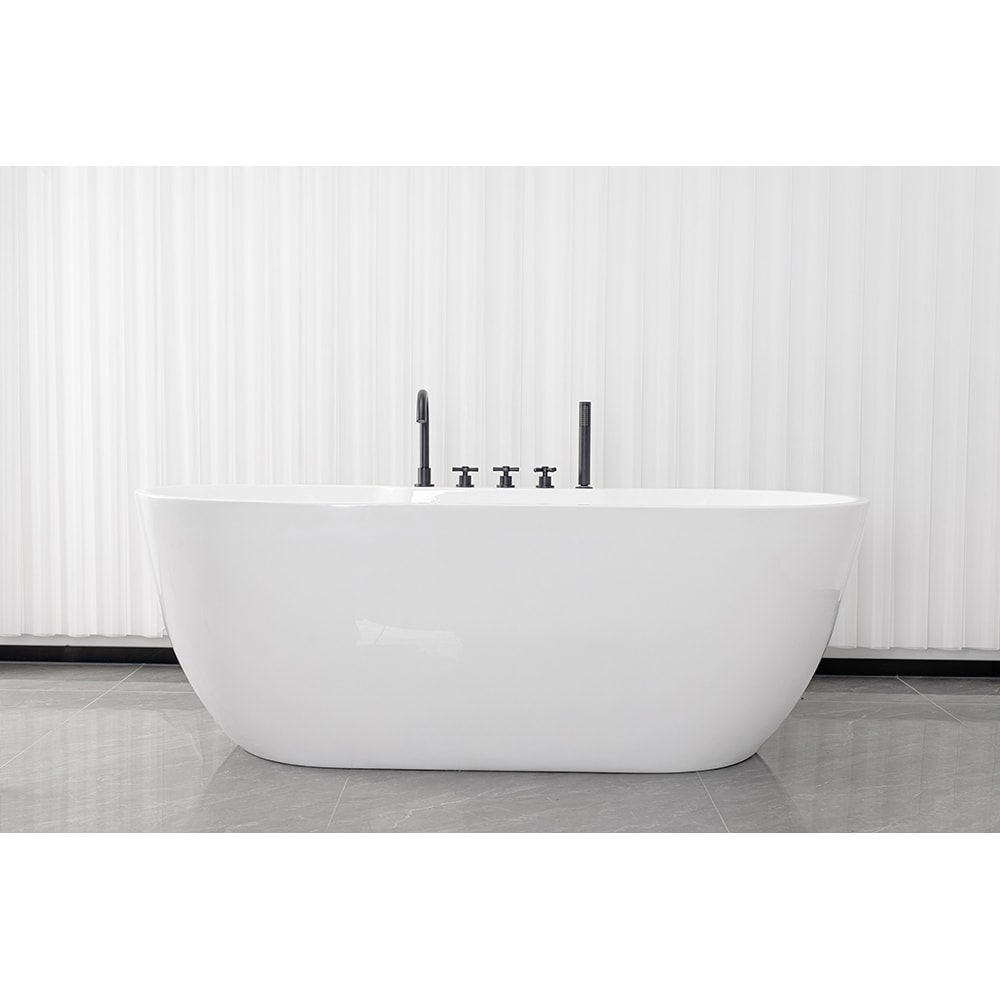 Cada baie freestanding SANOTECHNIK Aruba G9041, acril, 170 x 75 x 58 cm, baterie si para de dus incluse, alb-negru