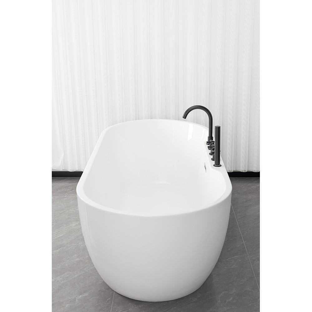 Cada baie freestanding SANOTECHNIK Aruba G9041, acril, 170 x 75 x 58 cm, baterie si para de dus incluse, alb-negru