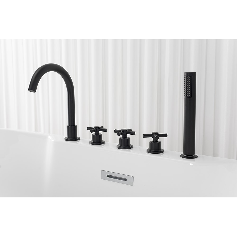 Cada baie freestanding SANOTECHNIK Aruba G9041, acril, 170 x 75 x 58 cm, baterie si para de dus incluse, alb-negru