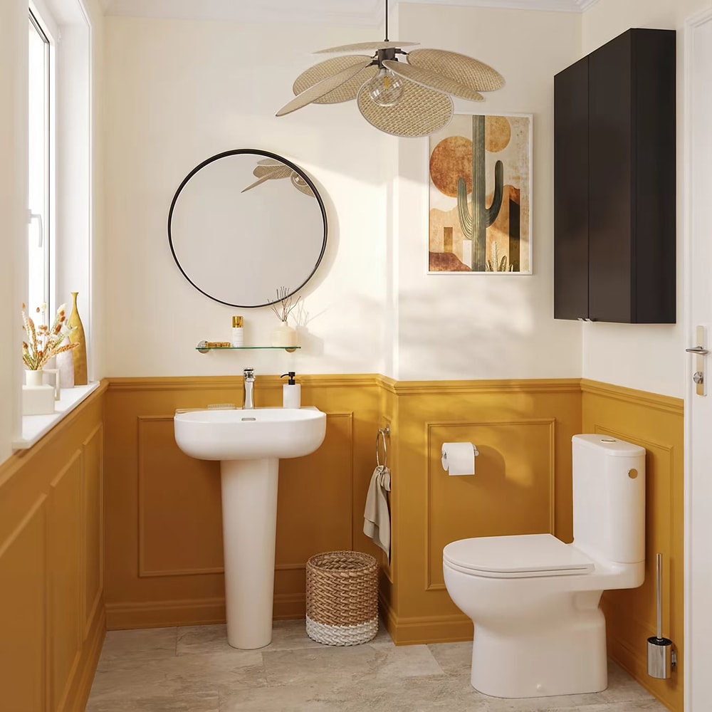 Set vas WC GOODHOME Cavally, evacuare verticala, rezervor 3-4.5l, capac SoftClose, ceramica, alb