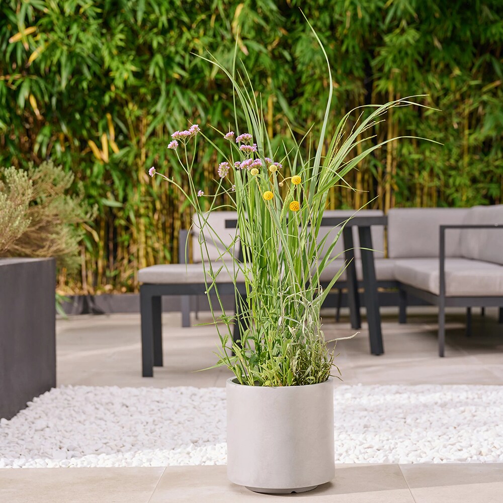 Ghiveci flori VERVE, lut, D 26 cm, gri deschis