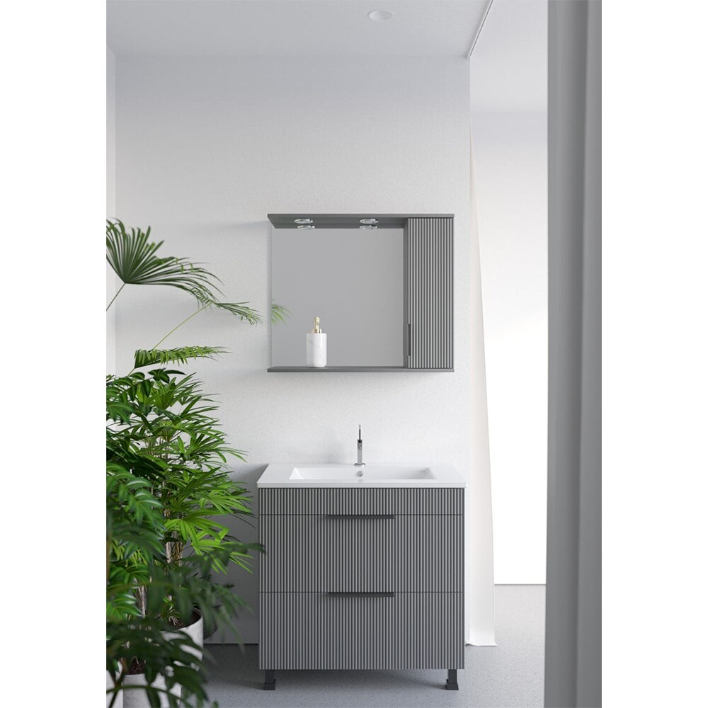 Set masca si lavoar SANITOP Estriado, 60 x 48 x 78 cm, antracit