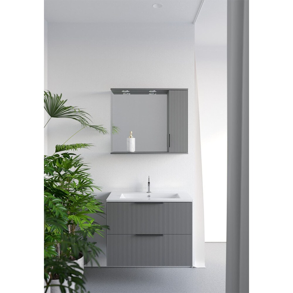 Set masca si lavoar SANITOP Estriado, 79 x 48 x 55 cm, antracit