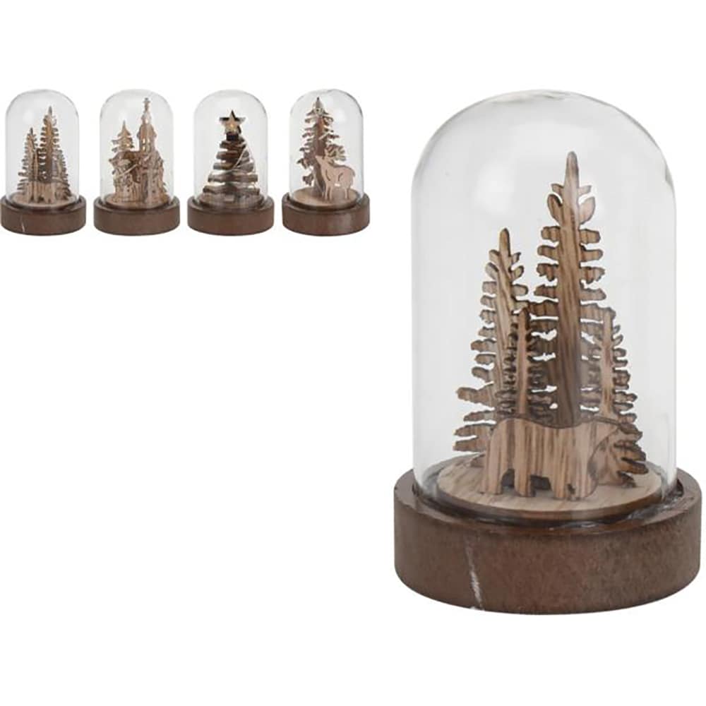 Decoratiune sticla Bradut LED, 9cm, transparent
