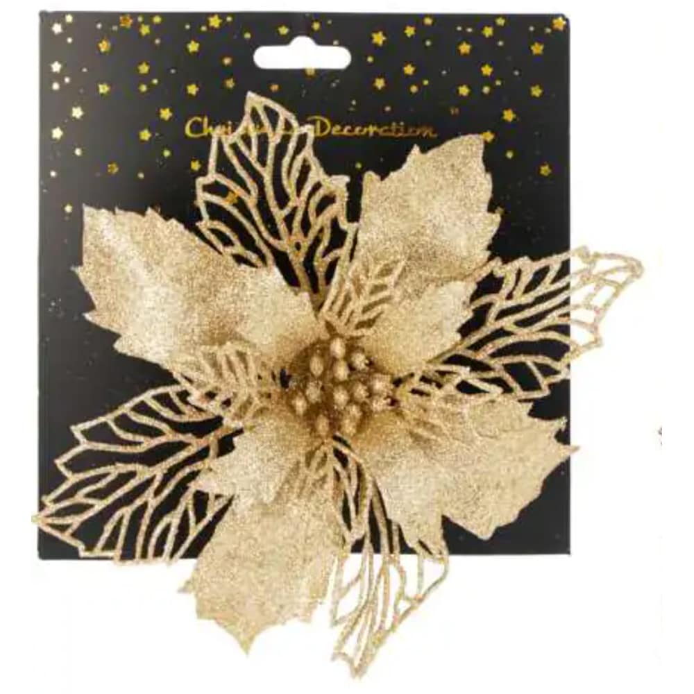 Floare clips sclipici, auriu