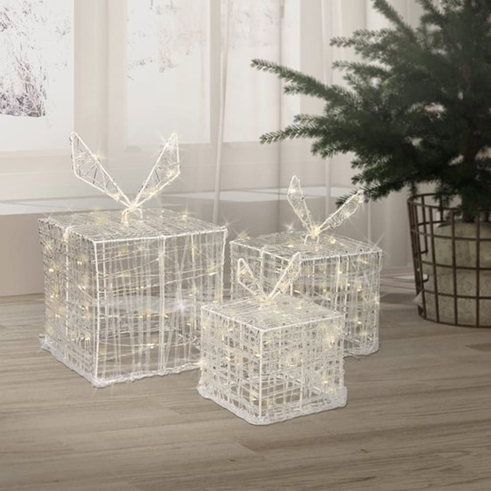 Decoratiuni cutii cadou LED, 90 becuri, 3 bucati