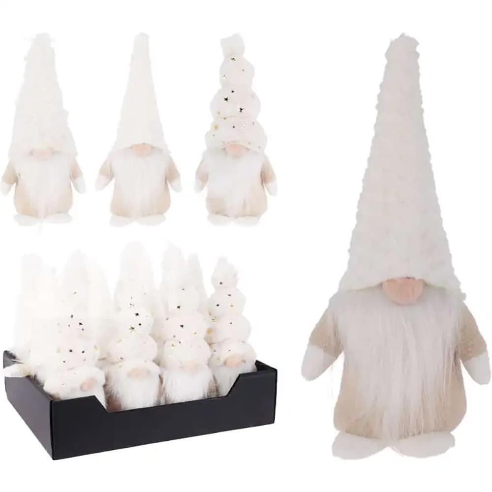 Gnom fes inalt, 22cm, crem