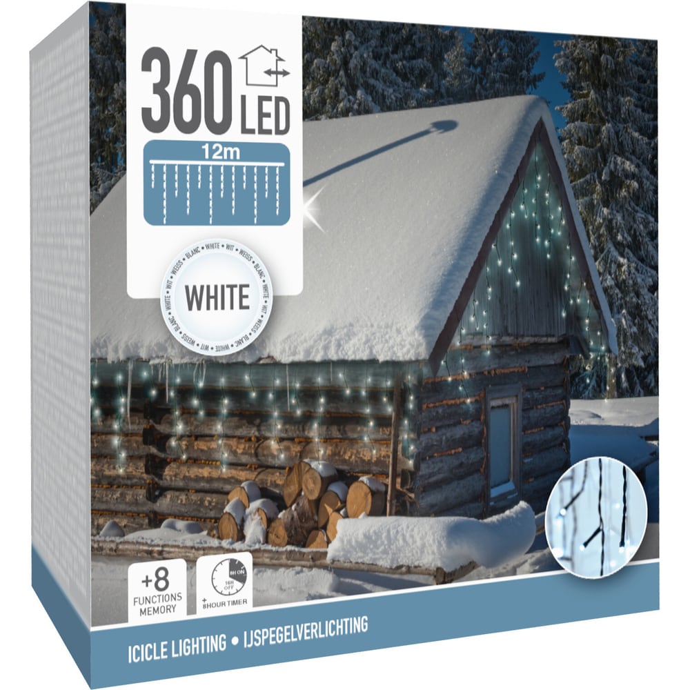Perdea lumini Turturi, alb rece, 360 LED