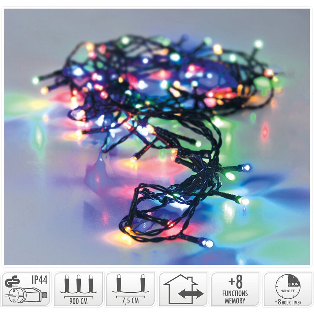 Instalatie Craciun interior/exterior, 120 LED-uri, 9 m, multicolor